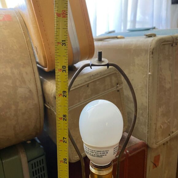 Vintage MCM Taper Tabletop Lamp Pink Gold Texture Atomic Ceramic 3 Setting WORKS - Picture 8 of 10